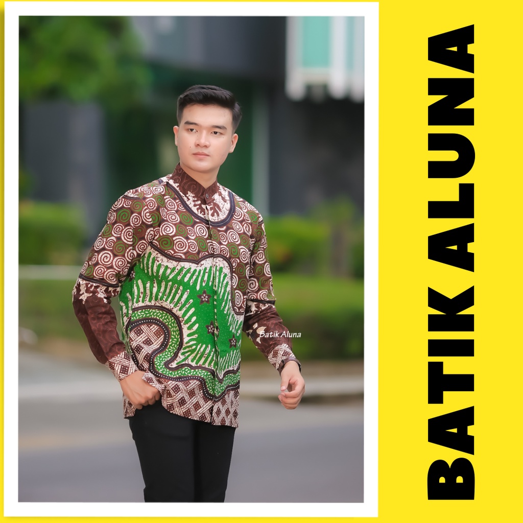 Baju Muslim Pria Cowok Lengan Panjang Motif Batik Aluna Pria Original M006 Baju Batik Pria Lengan Pa