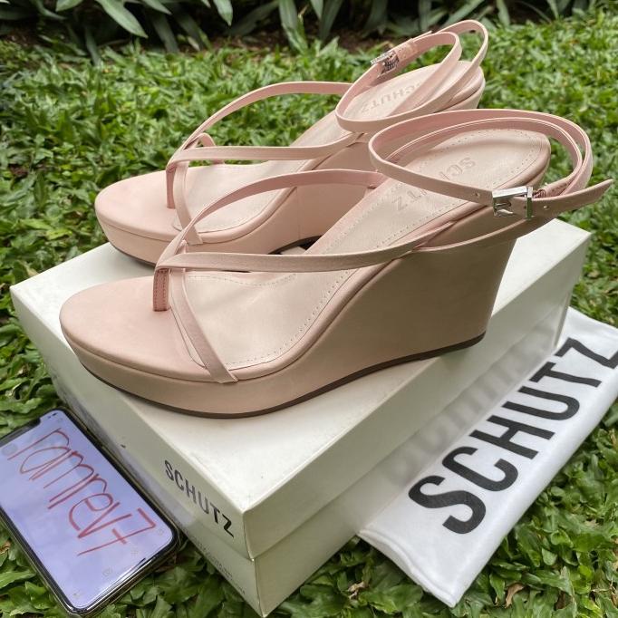 LINEA SCHUTZ WEDGES ANKLE STRAP SWEET ROSE PINK SUEDE NUBUCK ORIGINAL TERHEBOH
