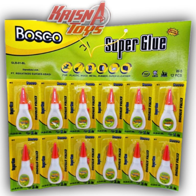

LEM SUPER GLUE BOSCO/LEM KOREA/LEM PEREKAT SERBAGUNA isi 12pcs/Lembar
