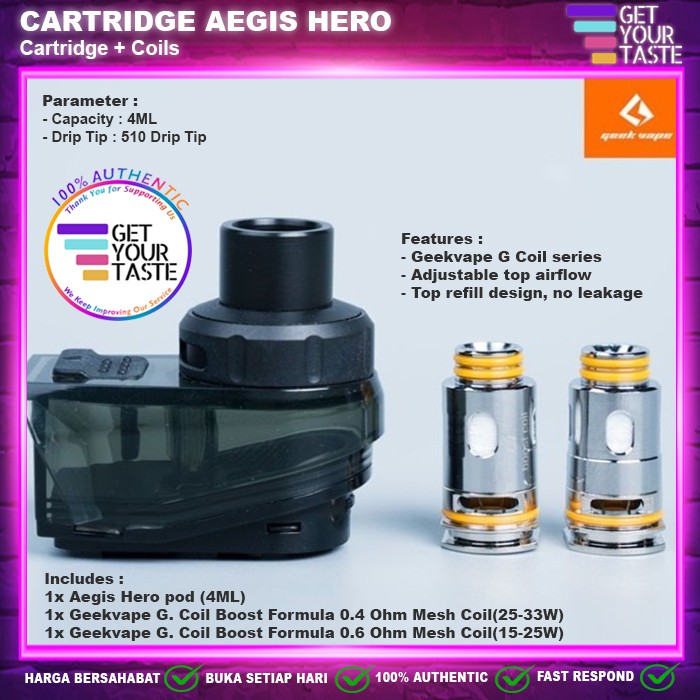 Cartridge Aegis Hero Authentic by Geek Vape - Catridge Aegis Hero