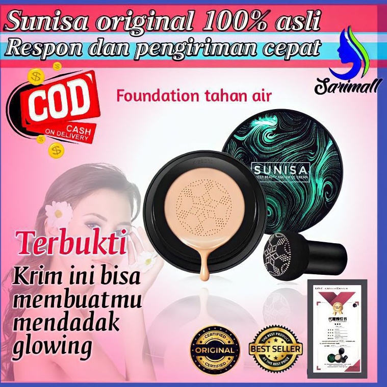 Bedak basah glowing sunisa original sanisa cair anti air alas bedak langsung foundation Bedak Glowing Tahan Lama Anti Air bedak sunisa original anti air bpom korea bedak tahan lama anti air dan minyak bikin wajah glowing anti luntur