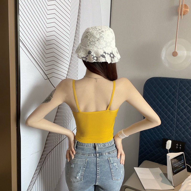 ELFYDO BRA516 Tank Top Cross Twist Pakaian Crop Top Dalaman Wanita Korea V Neck Atasan Cewek