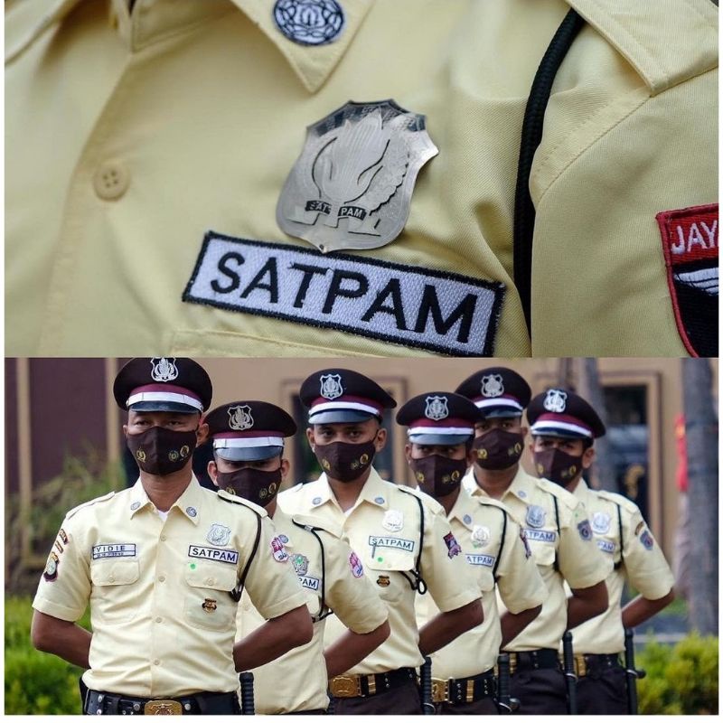 baju seragam setelan satpam model terbaru kemeja pdh satpam krem setelan dinas harian satpam lengkap