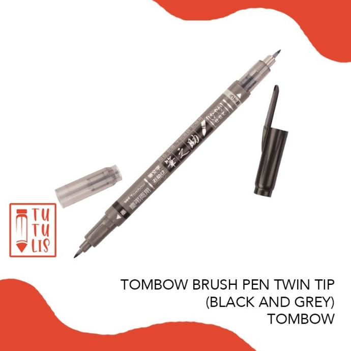 

[[COD]] TOMBOW FUDENOSUKE TWIN TIP BRUSH PEN (BLACK AND GREY) TERBATAS Kode 432