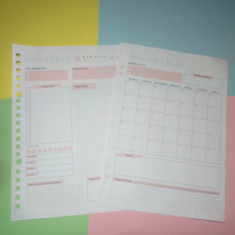 

Ready isi binder A5 loose leaf A5 motif to do list/ daily planer/ monthly planer/ habit tracker dll