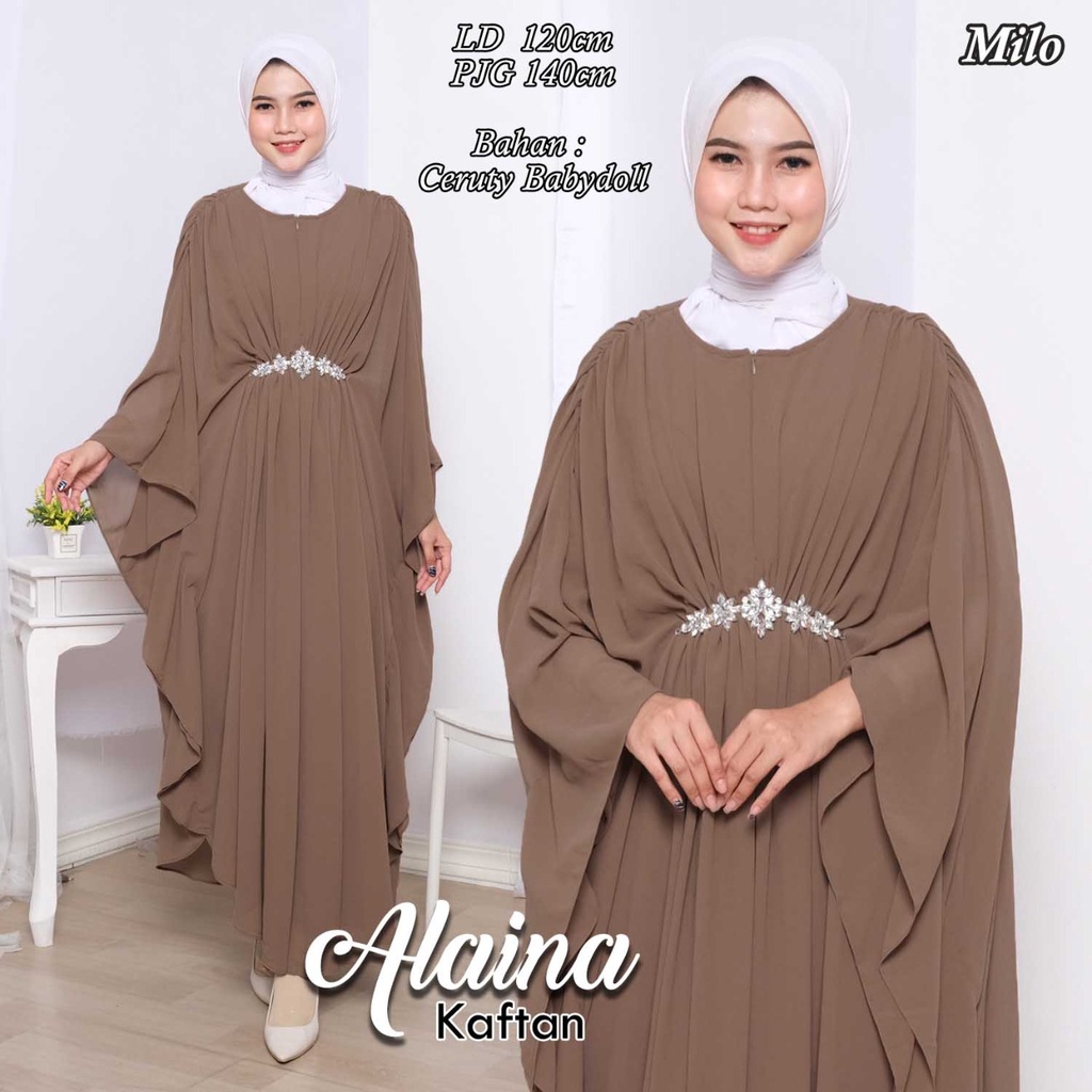 (Arnis) Alaina Kaftan Busui Jumbo Aksesoris Swarovski Rangkai Fashion Muslim