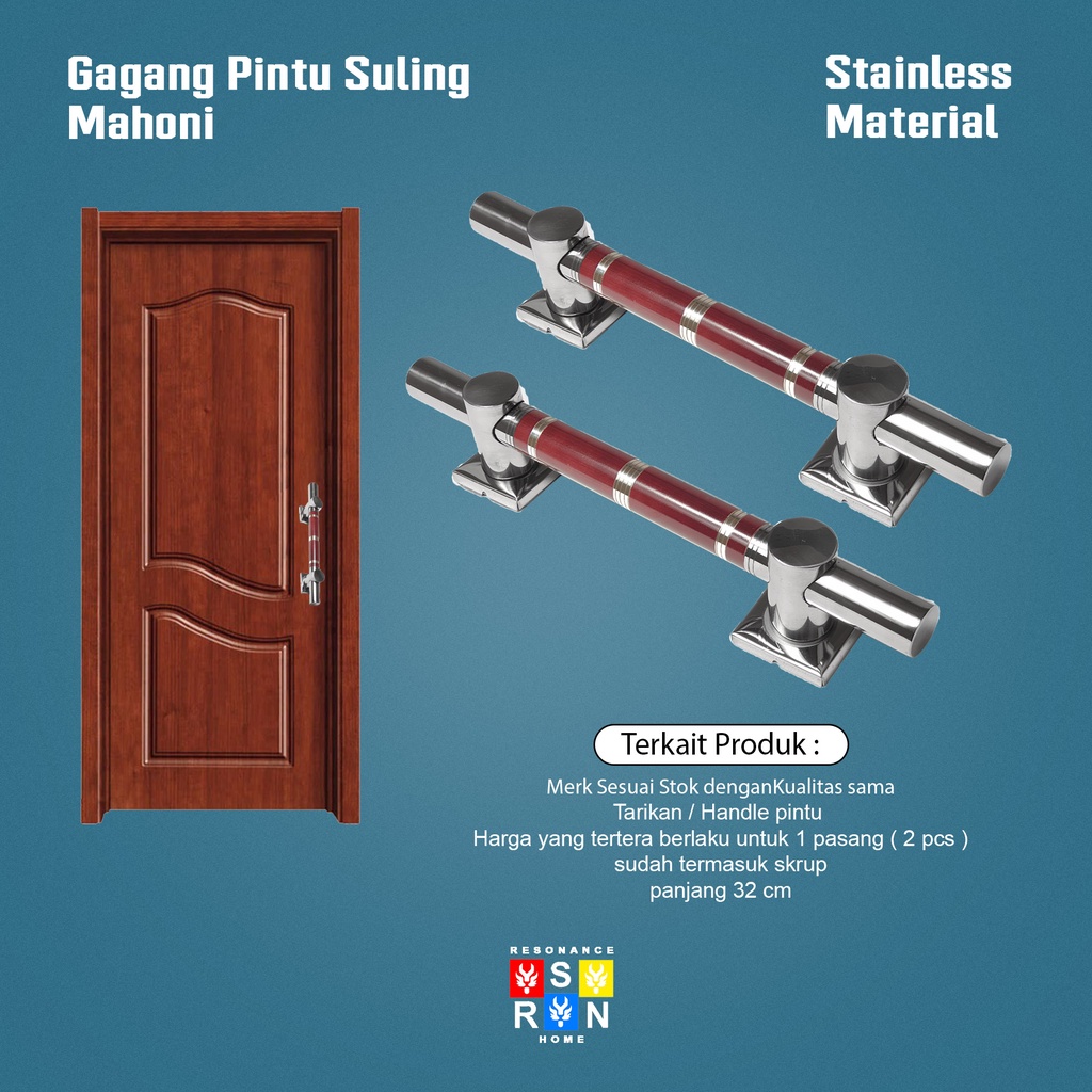 Pull Handle Pintu Rumah / Gagang Tarikan Pintu 33 cm Suling Mahoni Resonance Home