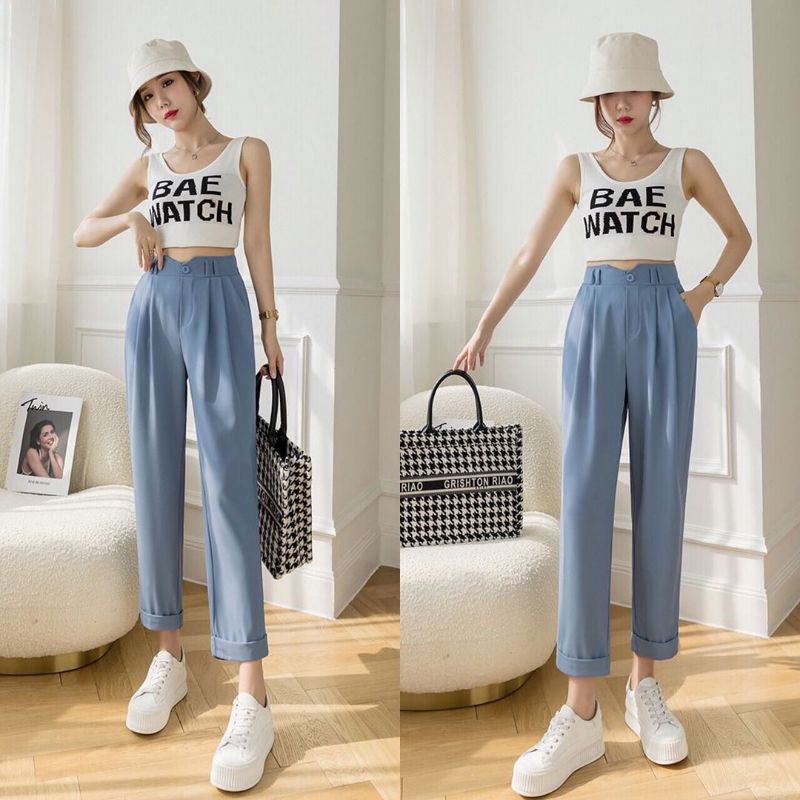 QUEEN SAKURA - Q7909C - ROXY ANKLE HAREM PANTS IMPORT - CELANA PANJANG CASUAL KOREA WANITA IMPORT