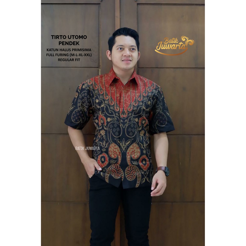 TIRTO UTOMO PENDEK Kemeja Batik Pria Full Furing Bahan Katun Halus Primisima