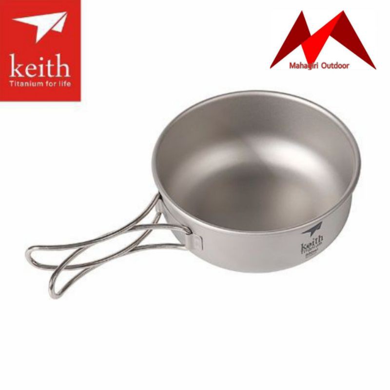 Keith titanium Ti5326 600ml foldable handle mangkuk Ultralight camping