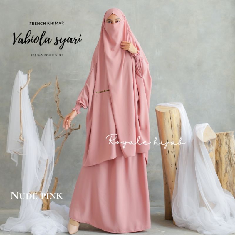 VABIOLA SYARI FRENCH KHIMAR + ROK+CADAR TALI
