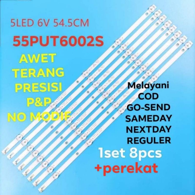 lampu led bl backlight tv philips 55" 55put6002s/70 55put6002 55put6002s 5k 5led 6v