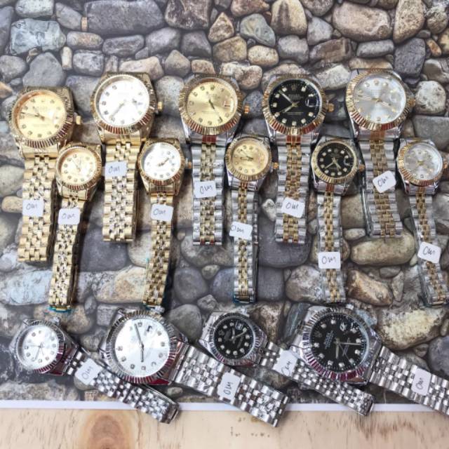 Jam Tangan Couple Rolex Rantai Tanggal Aktif New