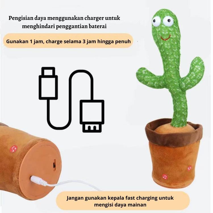 Cactus Toy Boneka Pintar Kaktus Joget Goyang Bisa Ngomong Rekam Bicara Menari Dance Dancing Kaktus Squid Game