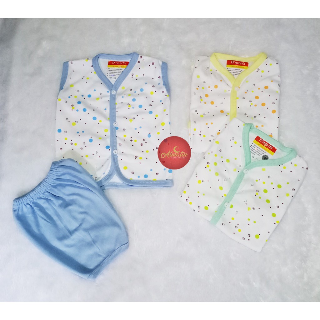 3 Stel Baju Kutung Bayi Motif Polkadot Newborn /  Setelan Kutung Bayi / Baju Bayi Singlet /Baju Bayi