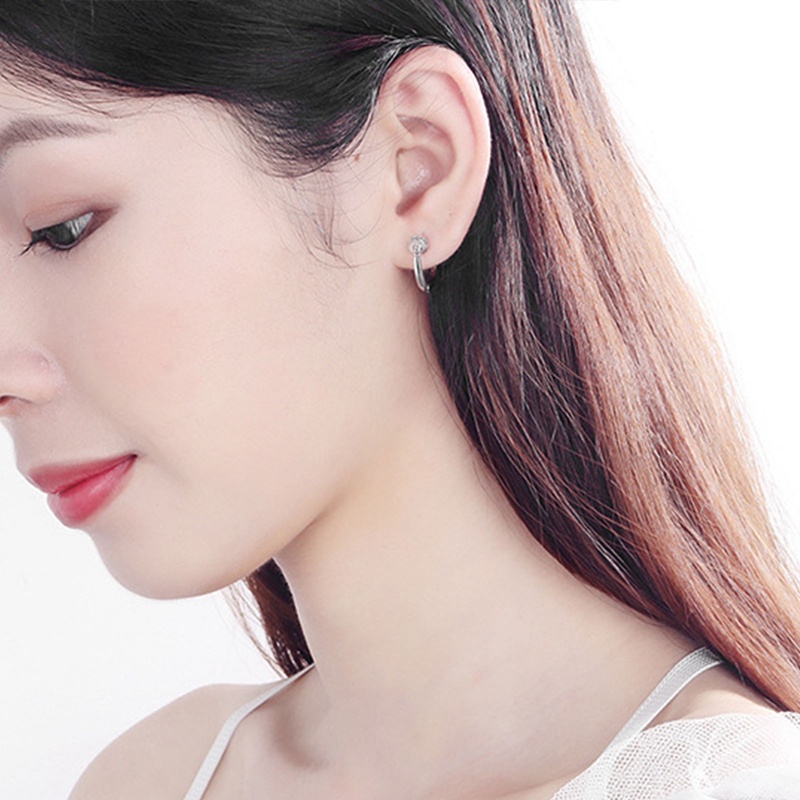 Anting Hoop Stud Bahan 925 Sterling Silver Untuk Unisex