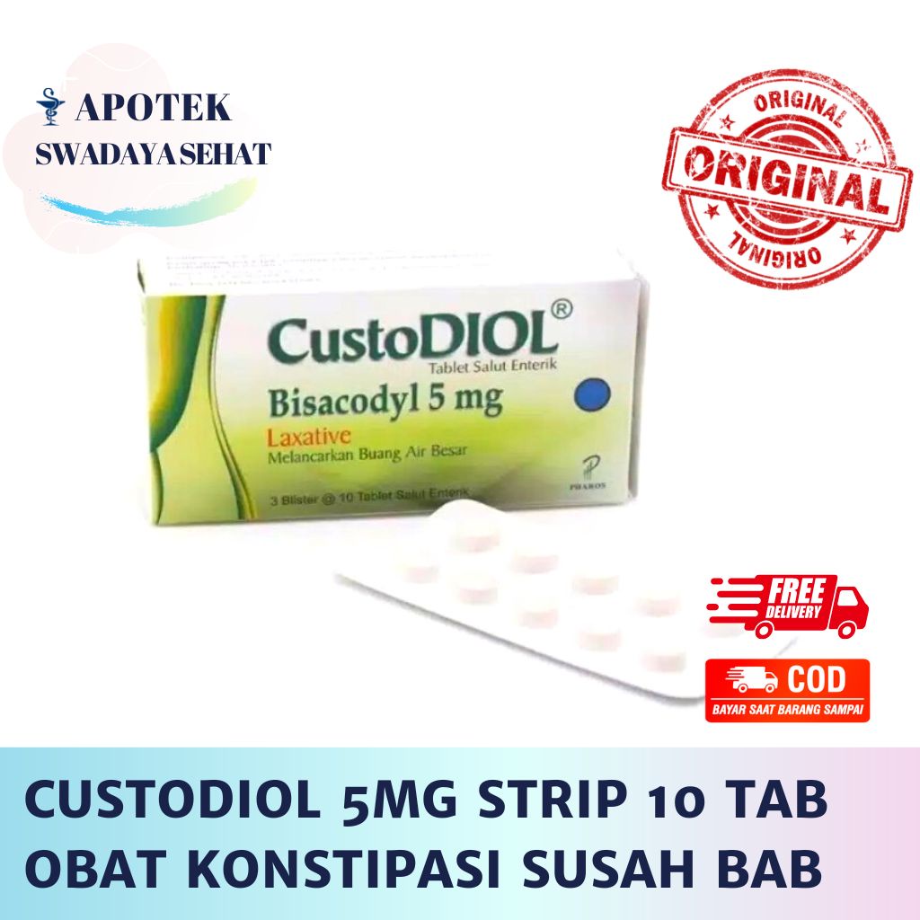 CUSTODIOL 5MG STRIP 10 Tablet - Pelancar Susah BAB Konstipasi Laksatif Sembelit Bisacodyl Bisacodil