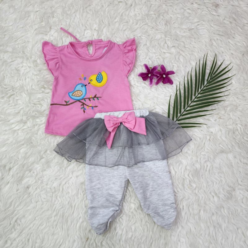 baju bayi perempuan stelan celana tutu baby girl