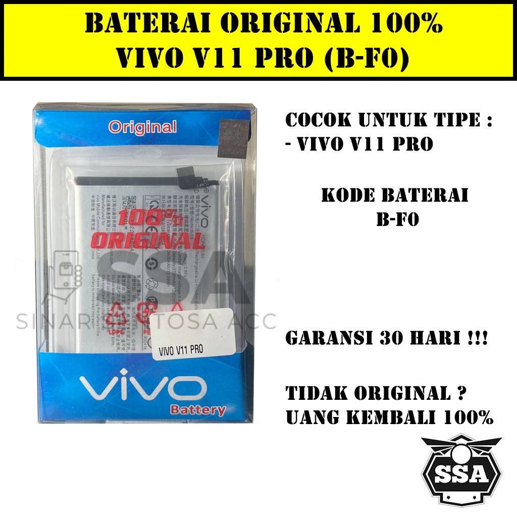 Baterai Original 100% Vivo V11 Pro B-F0 BF0 B F0 Battery Batrai Batu Batre Batrei HP Ori Garansi Awet Murah