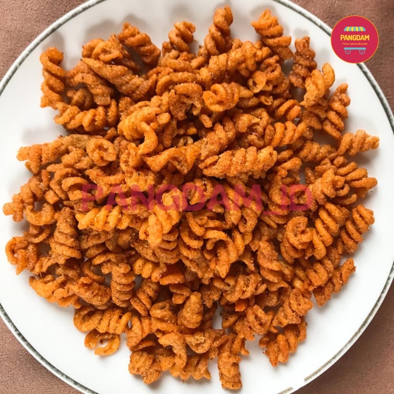 

Makaroni spiral / ulir 40gr asin keju pedas level 1-3