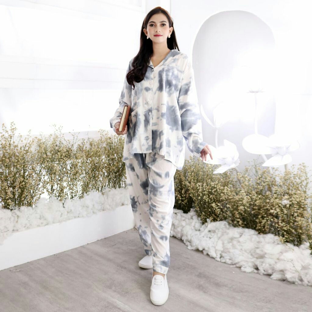 Terbaru Baju tidur Set Piyama Tie Dye Wanita Baju &amp; Celana Panjang Nirta PP Size XXL