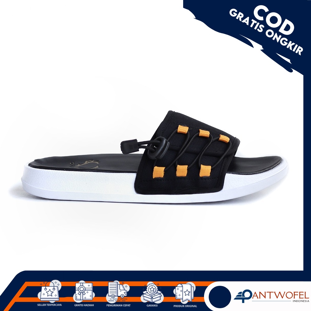 PTW X PANDE - Sendal Selop Karet Kasual Slip On Anti Slip/Anti Licin Warna Hitam Putih Ukuran 39 - 43 Kualitas Premium - Sandal Slop Casual Hangout Nikahan Lamaran Undangan Kondangan Nongkrong Main Flip Flop