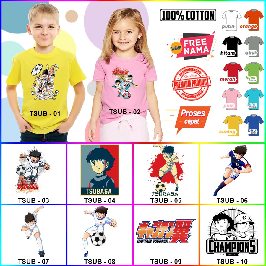 Baju Kaos ANAK DAN DEWASA CAPTAIN TSUBASA COUPLE (FREE NAMA)