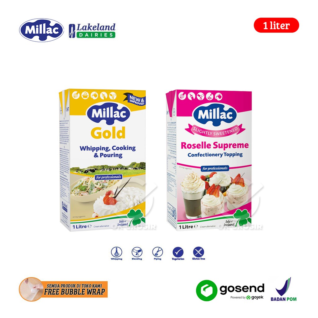 

Millac Whipping Cream Gluten Free (1 Liter) KHUSUS GOSEND & GRABEXPRESS