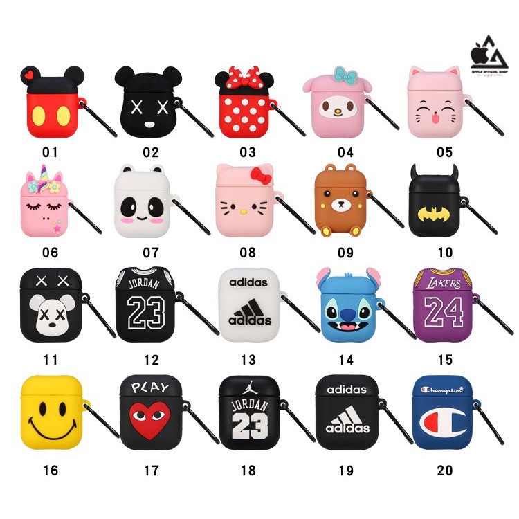 Silicone CASE 3D LUCU APPLE AIRPODS GEN 1 2 MOTIF KARAKTER KARTUN CARTOON Softcase Pouch Kaitan Cantolan