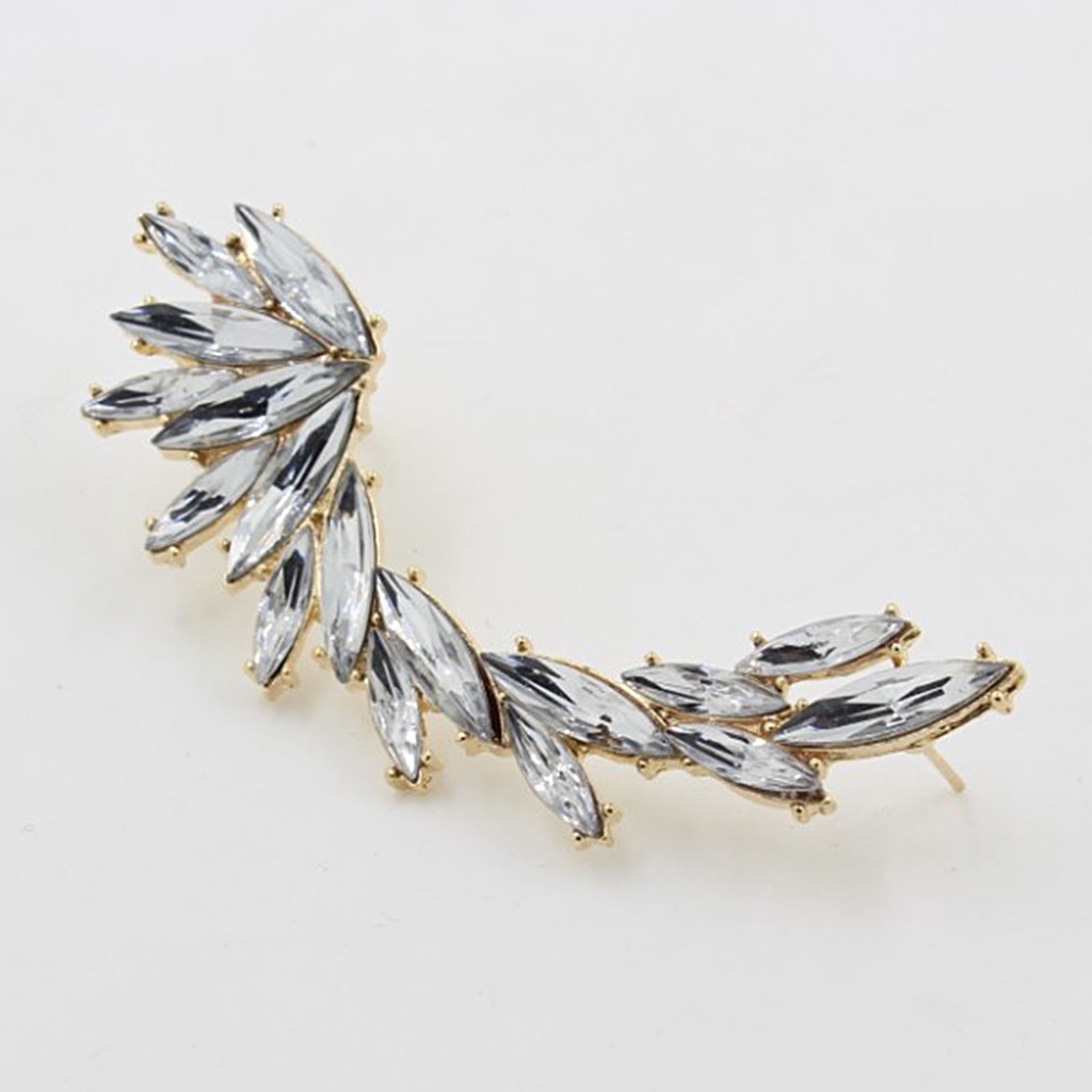 Hu Hu Hu Hu Hu Alat Bantu Pasang Kacamata♡ 1pc Anting Klip Bentuk Daun Aksen Berlian Imitasi Gaya Boho Tahan Lama Untuk Pesta