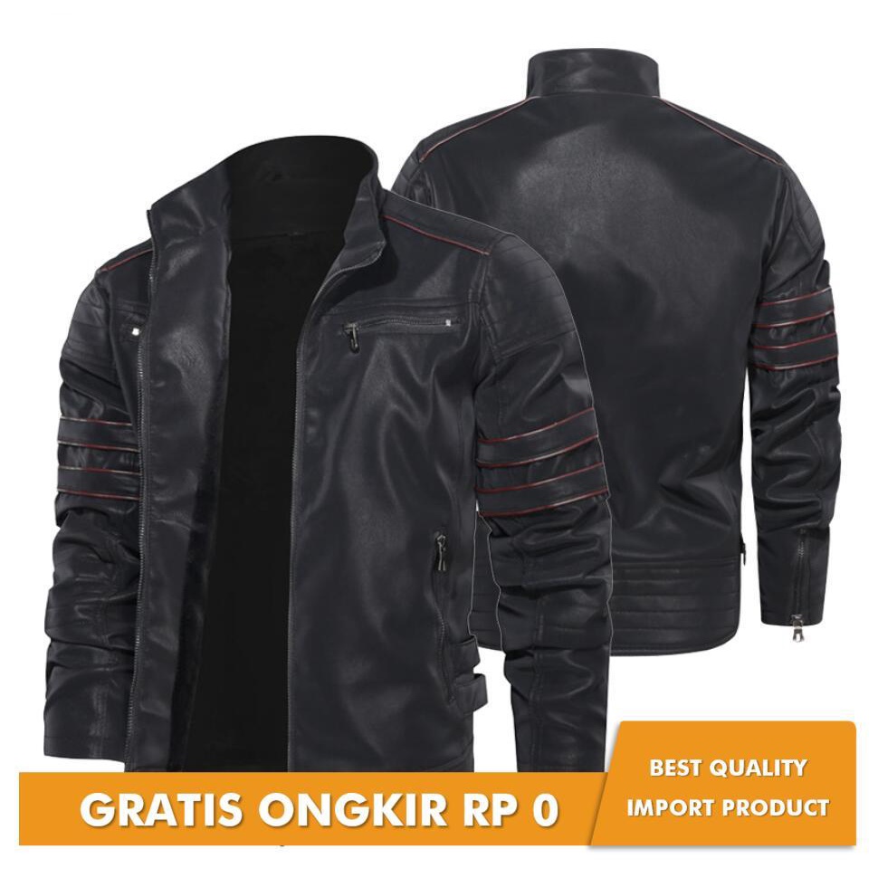 Jaket Kulit Pria 2021 new winter men's PU suede leather coat motorcycle coat men's fashion multi emb