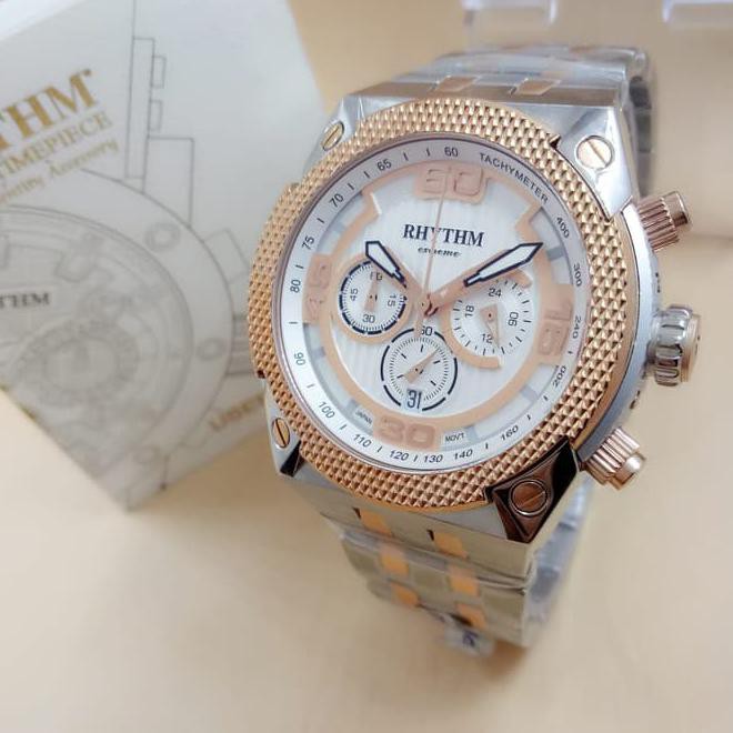 Jam Tangan Rhythm Original Pria 1412 - Silver Combi Gold