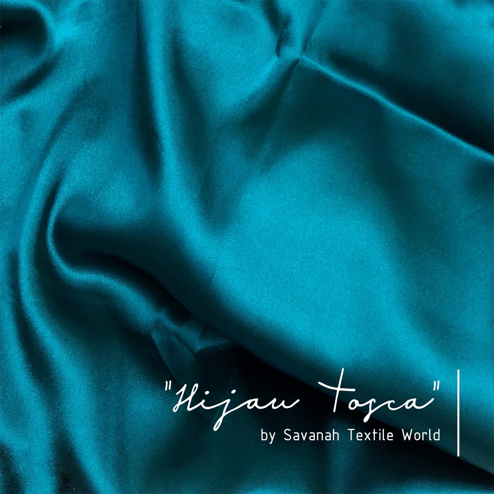 1/2 meter Kain Satin Silk Maxmara/ Sateen Sutra PREMIUM luxury-Hijau Tosca