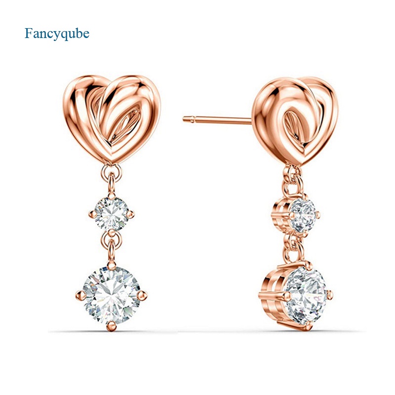 Fancyqube Anting Juntai Bentuk Hati Model Simple Untuk Wanita