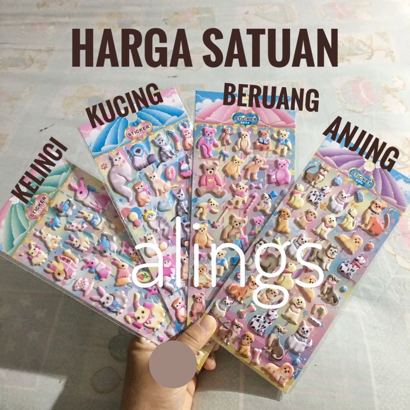 

Sticker Dekorasi Gambar Tempel Timbul Bagus Stiker Kelinci Beruang Anjing Kucing