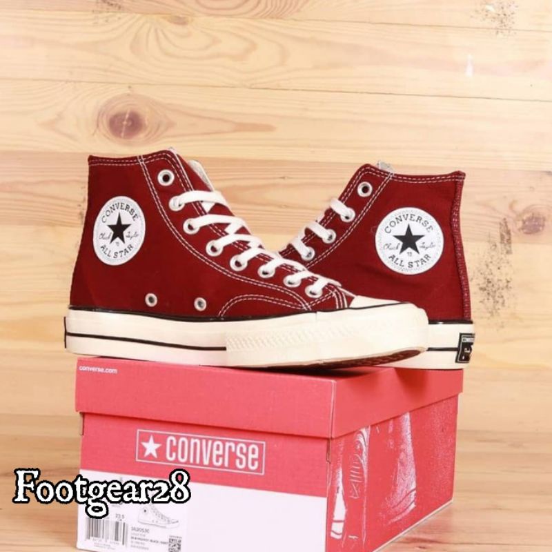 Sepatu Converse 70's Hi Maroon/Dark Red Premium Hight Quality