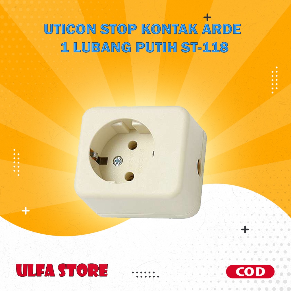 UTICON STOP KONTAK ARDE 1 LUBANG PUTIH ST-118 (HRG GROSIR) ST118 2P LOBANG SNI ORIGINAL PROMO MURAH 