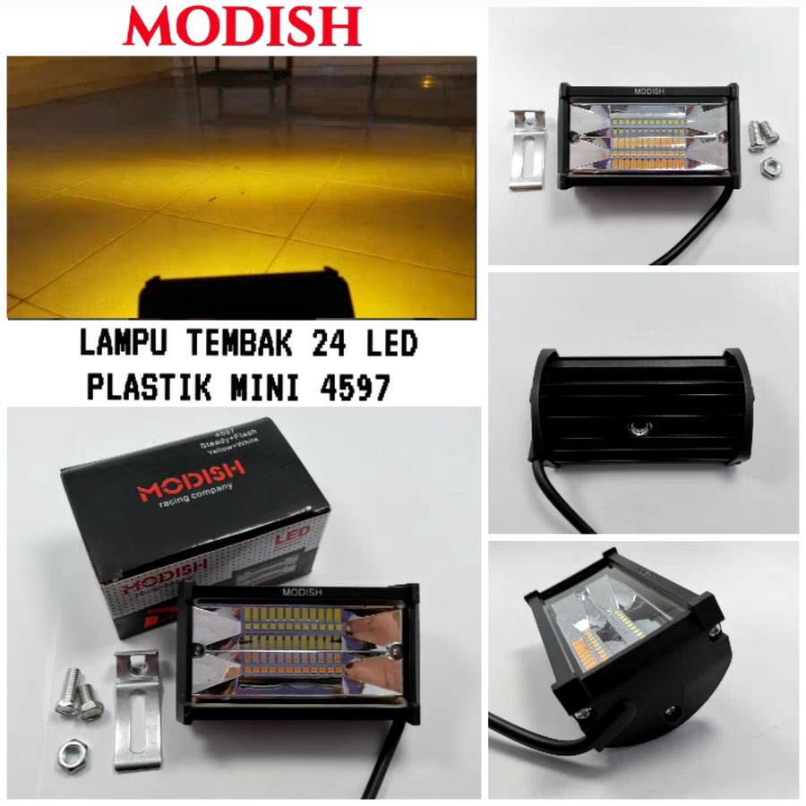 Lampu Tembak LED 24 Mata 2 Warna Putih Dan Kuning 3 Mode Lamp Strobo Kaca