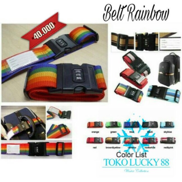 IMPORT Belt Rainbow Luggage Kunci Tali Gembok Sabuk Koper