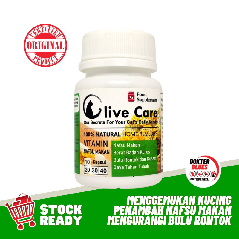 Olive Care Vitamin Kucing Nafsu Makan Berat Badan Kurus Bulu Rontok Kusam dan Imunitas Tubuh Isi 10