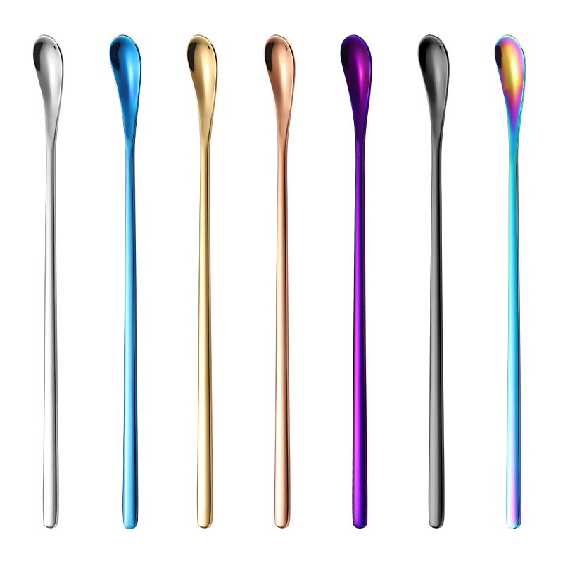 High Quality Colorful Stainless Steel Coffee Stirrer Spoon / Cocktail Drink Swizzle Mixing Spoons With Long Handle For Kitchen,Bar