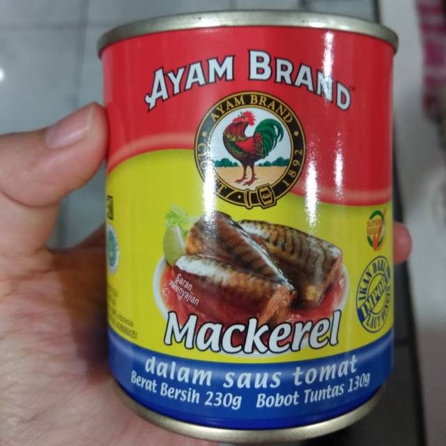 

HALAL-COD-FREE ONGKIR-Ayam Brand Mackerel in Tomato Sauce (230g) Ikan Sarden-Ikan Kaleng
