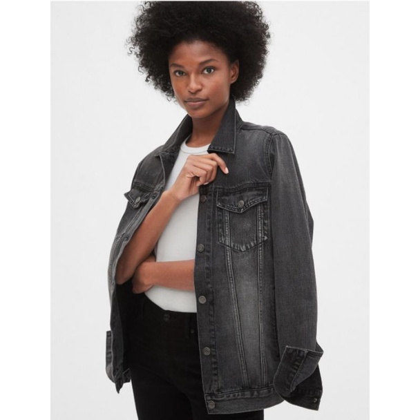 gap oversize denim jacket, jaket jeans boyfriend