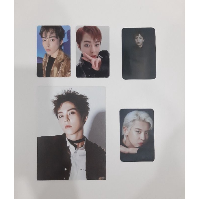 photocard exo chanyeol nacific, xiumin love shot and dftf. postcard xiumin DMUMT tempo