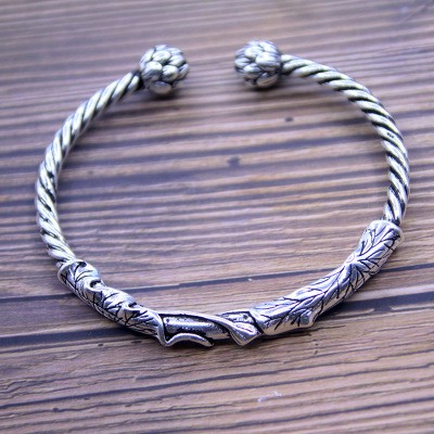 925 perak sterling gelang teratai antik gelang fashion perhiasan/Vintage lotus bracelet fashion jewellery men