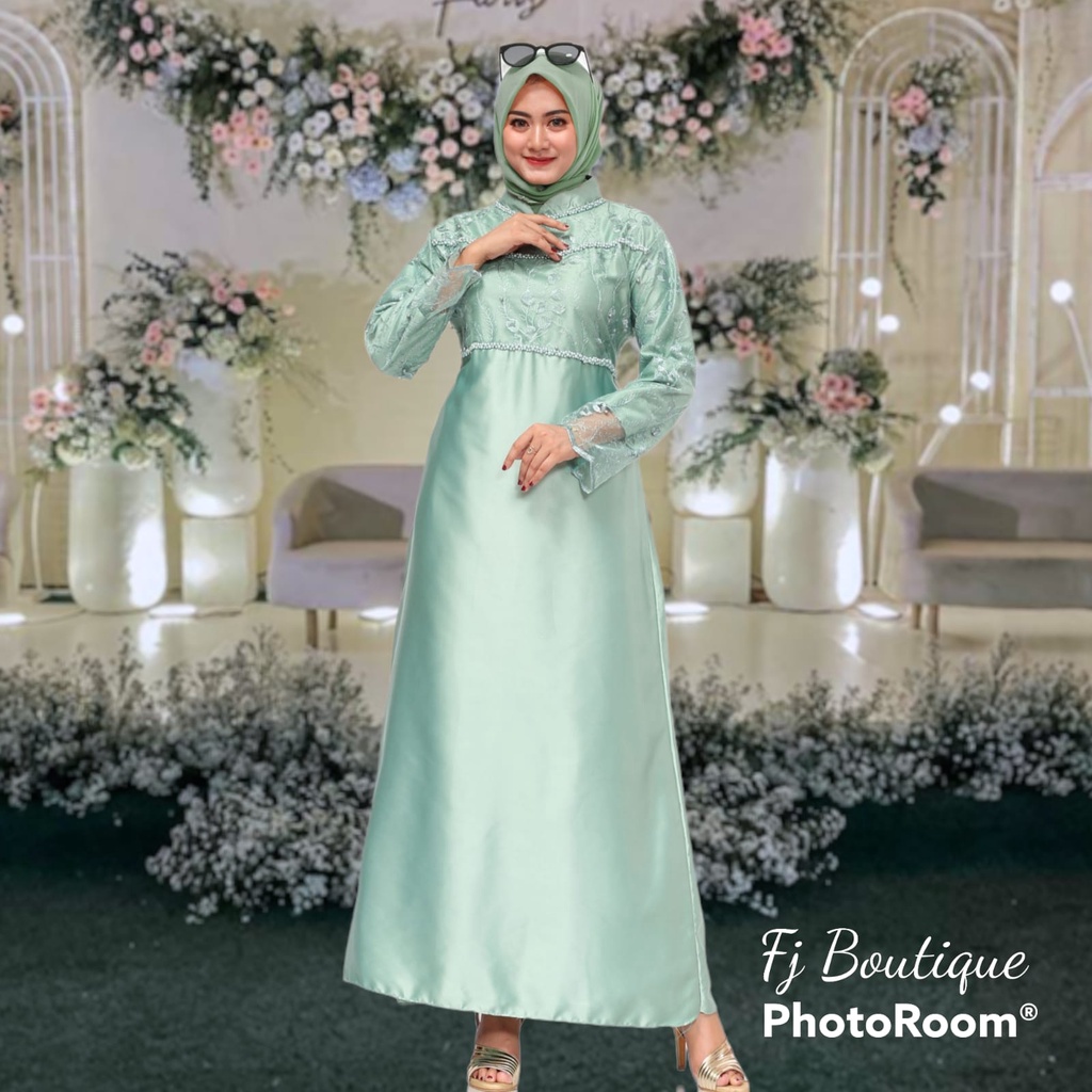 COD - GAMIS TIARA DRESS MODERN VELVET TILE MUTIARA PAYET | GAMIS KONDANGAN WISUDA FASHION WANITA REM