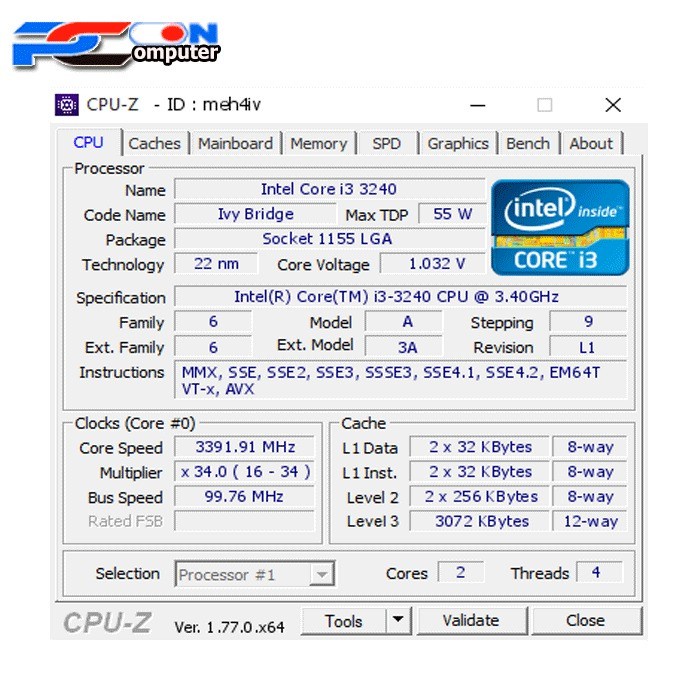 PROCESSOR INTEL CORE I3 3240 3.40GHz