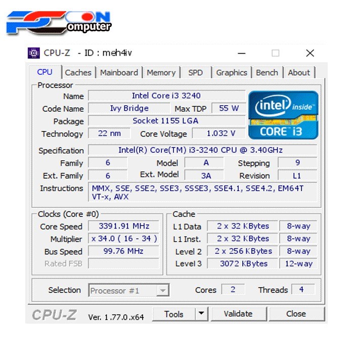 PROCESSOR INTEL CORE I3 3240 3.40GHz