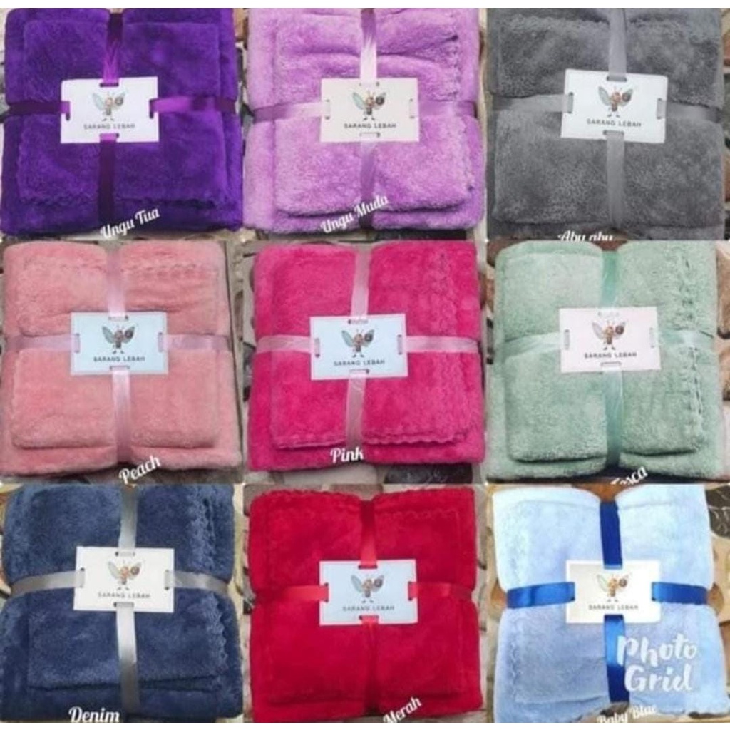 TOWEL SET ISI 2 PCS HANDUK MANDI BULU KARANG TEBAL LEMBUT HALUS DAYA SERAP TINGGI  HARGA 1 SET DAPAT 2 PCS