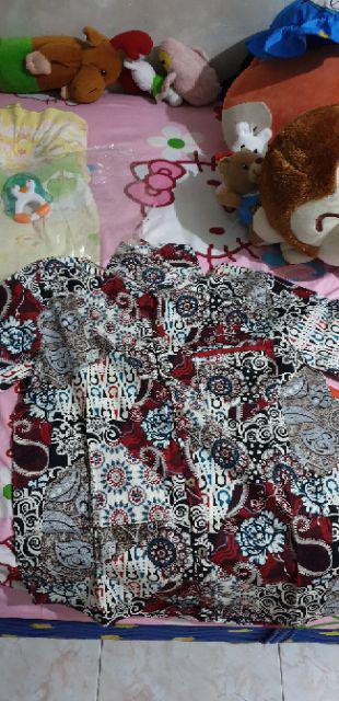 Kemeja Batik Pria Dewasa Lengan Pendek Slim Fit, 113ab#